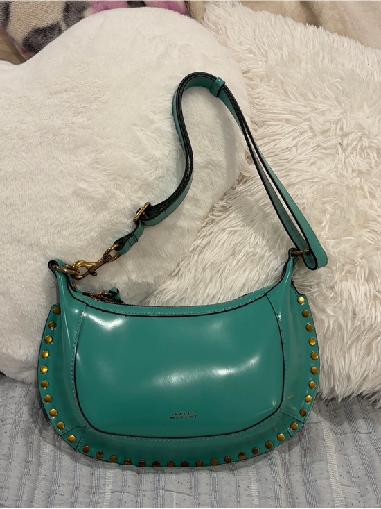 Isabel Marant Handbags - Isabel Marant Oskan Moon Studded Leather Shoulder Bag Dusty Green